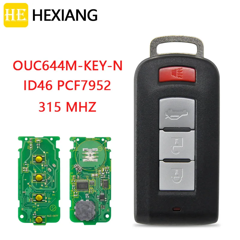 

HEXIANG Smart Keyless Go Entry Remote Car Key For Mitsubishi Outlander Lancer Sport With ID46 PCF7952Chip 315MHz OUC644M-KEY-N
