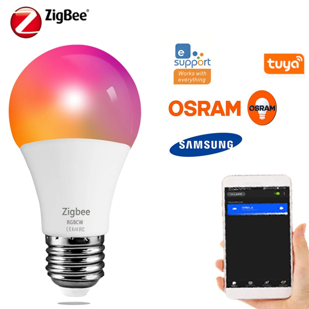 AC85-265V E27 B22 9W 10W LED Smart Bulb ZIGBEE RGBCW Dimming Remote Mobile App Control Works With Alexa Google Home