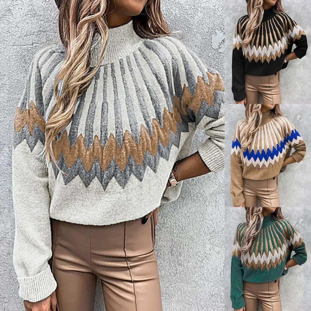 

Женский трикотажный свитер с ромбовидным узором