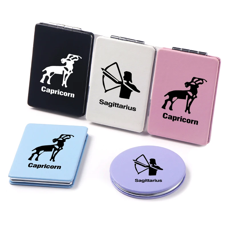 

Sagittarius Capricorn Lady Makeup Mirror Mini Portable Two-side Folding Pocket Compact Cosmetic Magnifying Vanity Mirrors Women
