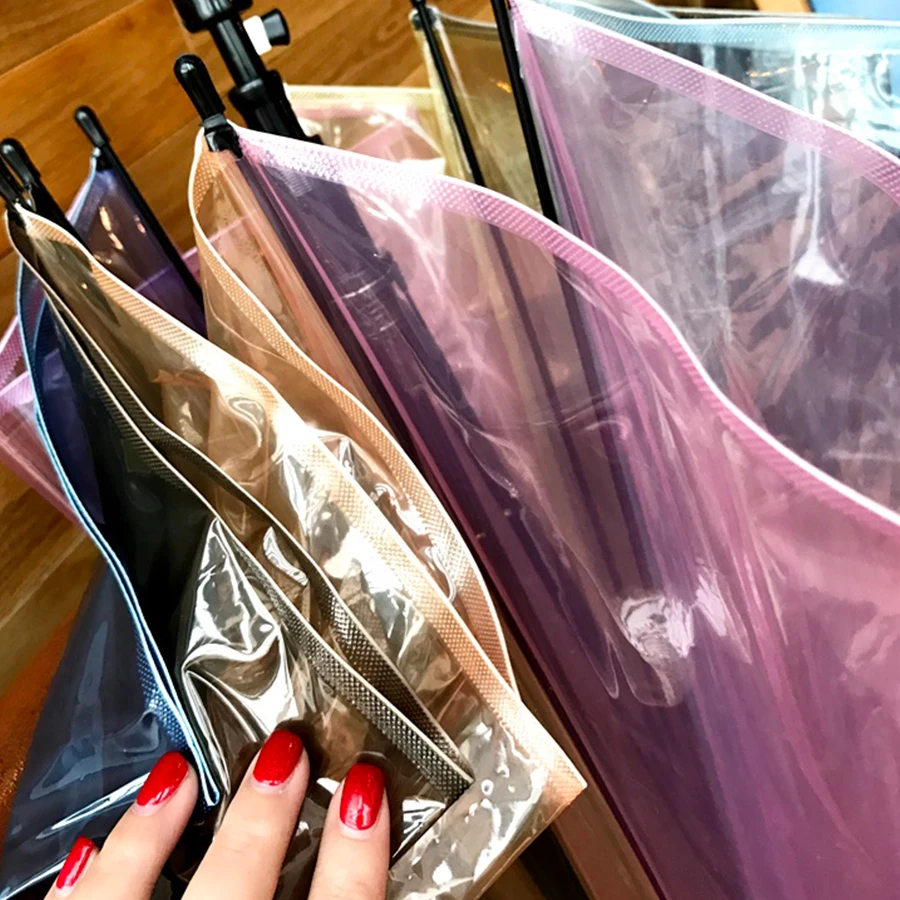 Японский Зонт Радуга прозрачный Ветрозащитный с длинной ручкой дождевой женский