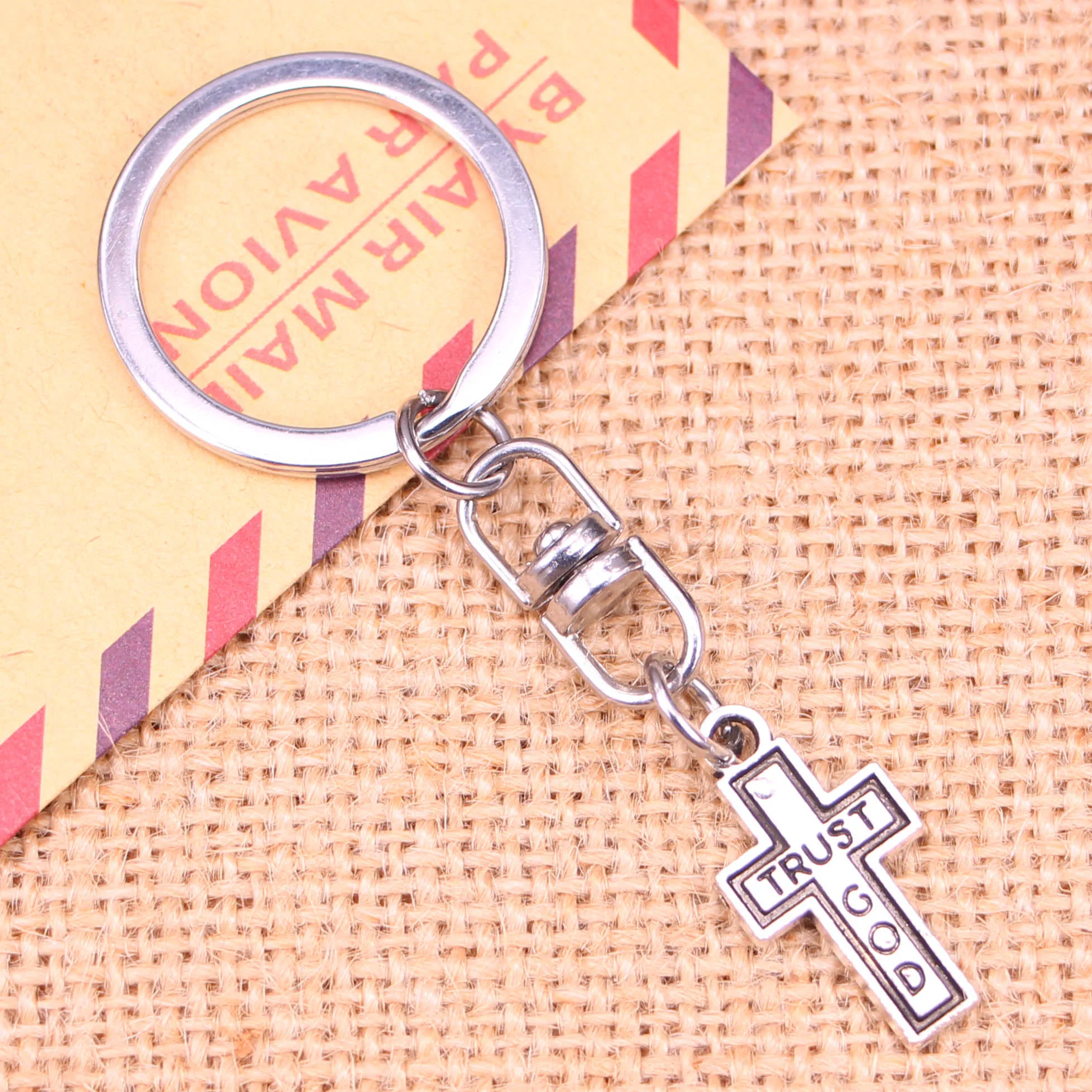 20pcs New Fashion Keychain 24x13mm cross trust god Pendants DIY Men Jewelry Car Key Chain Ring Holder Souvenir For Gift | Украшения и