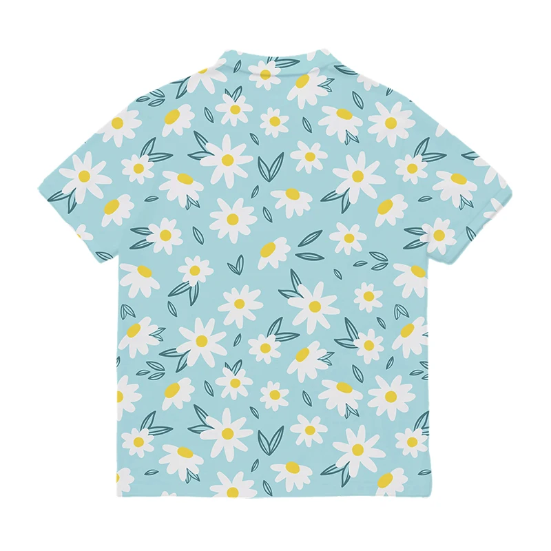 OGKB 3D Daisy Printed Hawaiian Beach Shirt For Men 2021 Summer Short Sleeve Shirts Mens Holiday Vacation Clothing Dropshipping