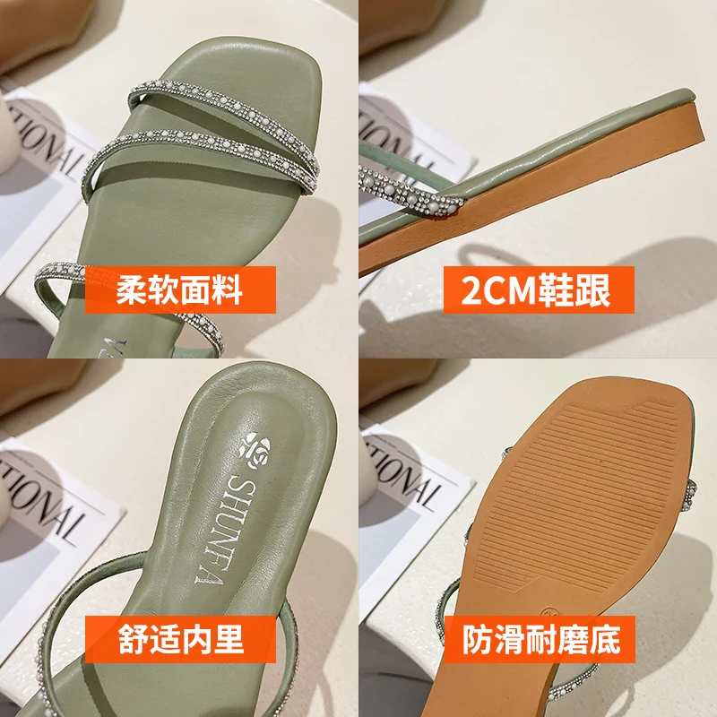 

Slippers Women Summer Female Shoes Slides Low Fashion Jelly Flip Flops 2021 Soft Luxury Flat Glitter Beach Rubber Fabric Crystal