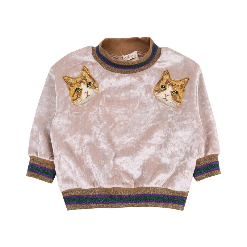 Детская одежда для девочек плотный бархатный свитер с полувысоким воротником и