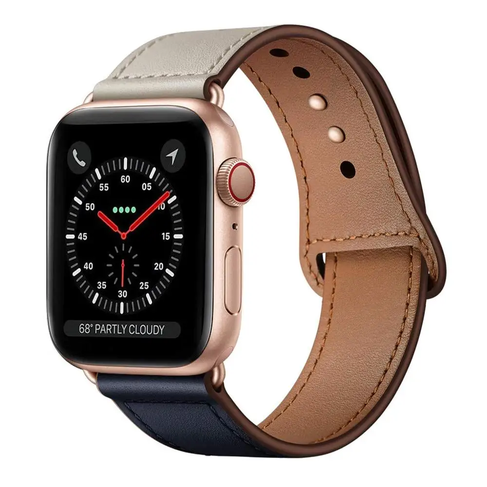 Indigo Beige Кожаный ремешок для наручных часов Apple Watch 38 мм 40 мм 42-44 мм, Apple Watch сменный Ремешок Браслет для наручных часов iWatch, браслет Series 5/4/3/2/1 - Цвет ремешка: Indigo Beige