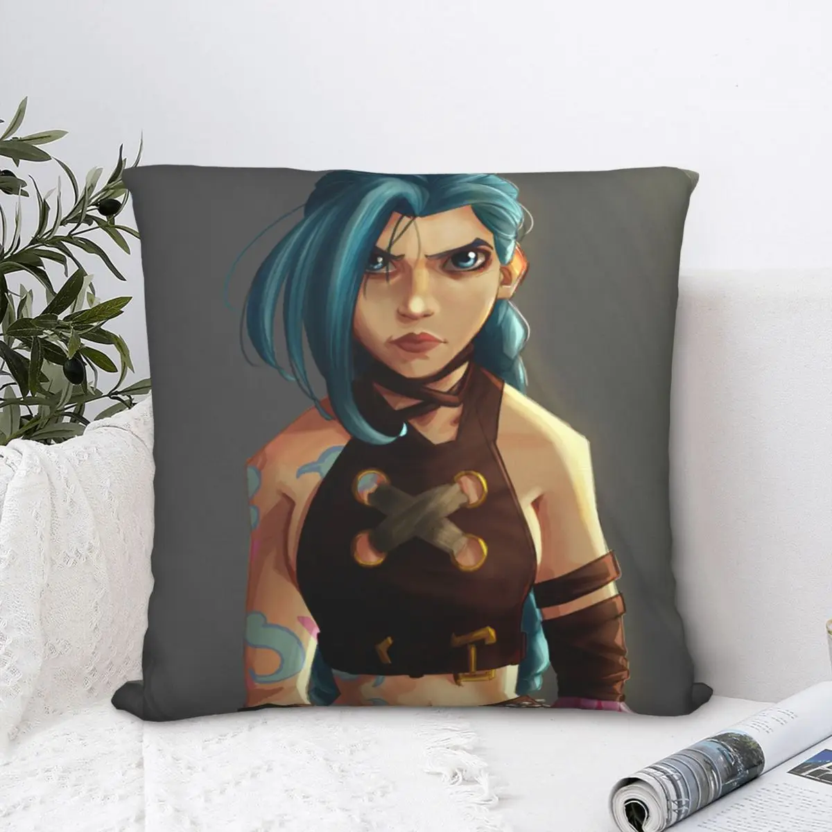 

Jinx Pillowcase Arcane Jess Animated Episodes Backpack Cushion For Garden DIY Printed Chair Hug Pillowcase Decorative