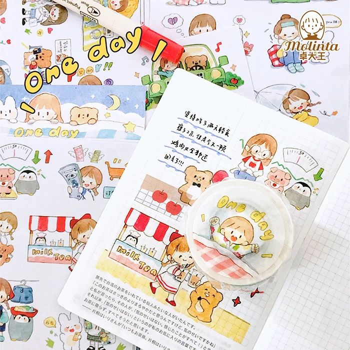 

1Pcs/lot DIY Japanese Paper Decorative Adhesive Tape lovely series Washi Tape/Masking Tape Stickers