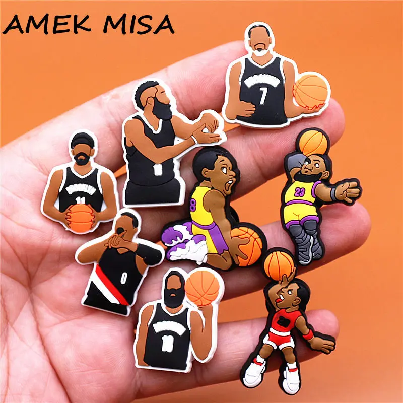 

1pcs Basketball Player Crock Charms Accessories Harden Lillard Durant PVC Shoe Buttons New Sandals Charm Decoration James Kobe