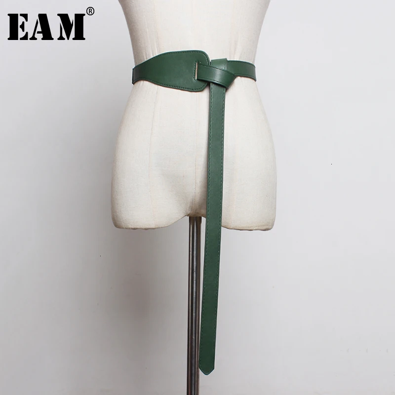 Ремень EAM женский из искусственной кожи асимметричный широкий пояс с разрезом