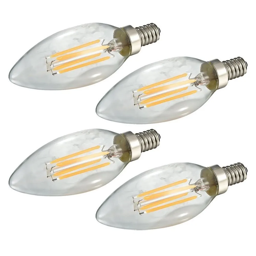 

4Pcs/Lot LED E12 E14 Filament Bulb 2W 4W 6W LED Candelabra Light Filament Candle Bulb 110V 220v Indoor LED Torpedo Shape Lamp