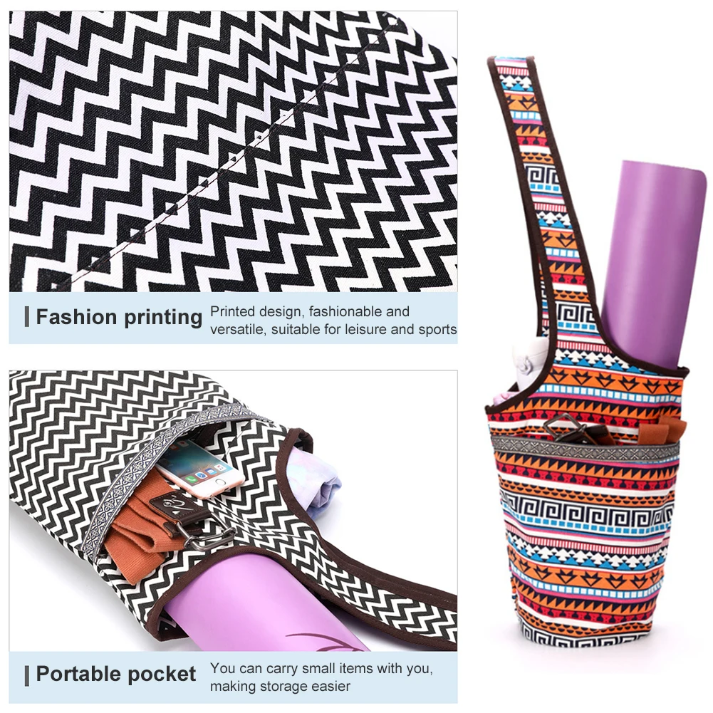 

Printed Sports Canvas Fashion Single Shoulder Washable Large Capacity Portable Fitness Zippered Wear Resistant Yoga Mat Bag