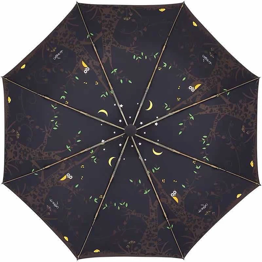 Автоматический зонт с милой совой Женский компактный Ветрозащитный зонтик без