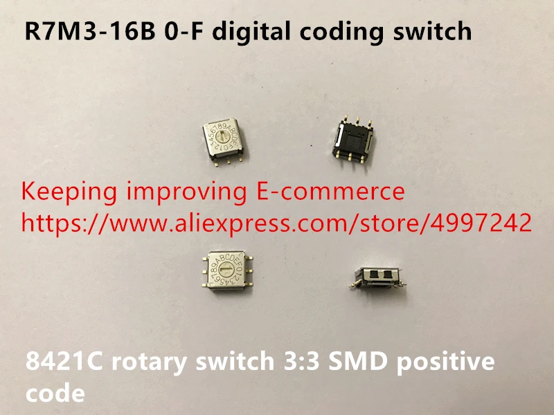 Оригинальный новый 100% R7M3-16B 0-F цифровой кодовый переключатель 8421C поворотный 3:3 SMD