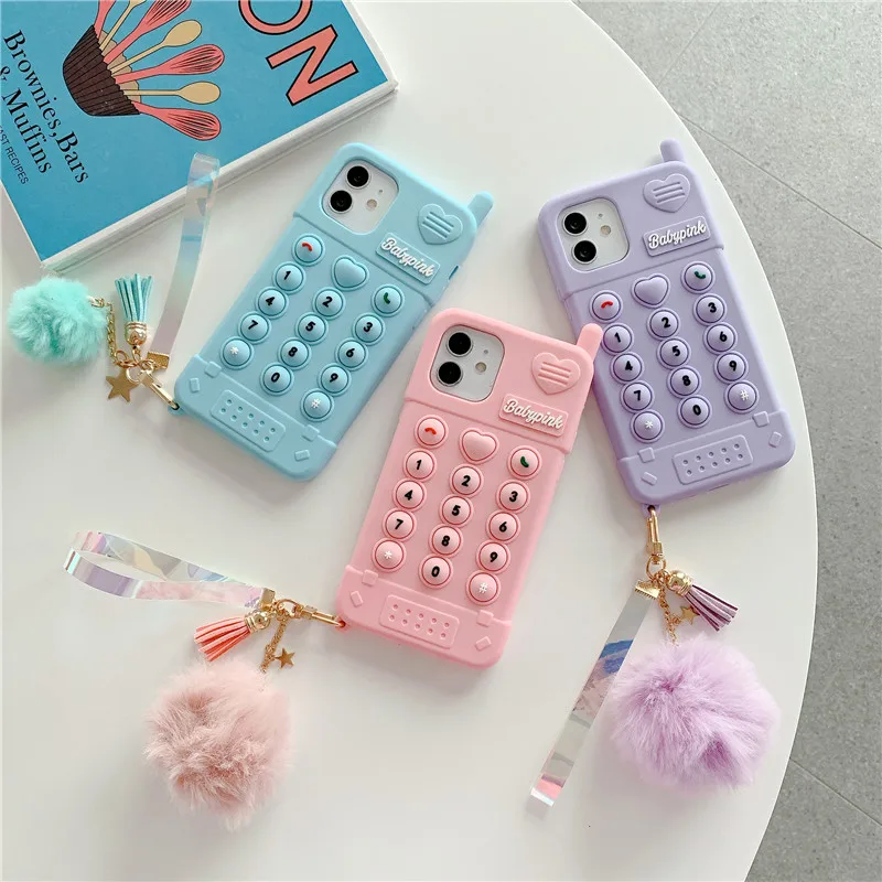 

Cute love heart case For iphone 13 12Mini 11 Pro Max XSMax SE 6 7 8 Plus XR X fun Bubble Soft silicone pink Phone Shell girl kid