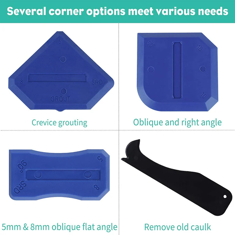 

4 Pack Caulking Tool Kit Silicone Sealant Finishing Tools & Caulk Remover for Kitchen Bathroom Window Shower Sink Joint