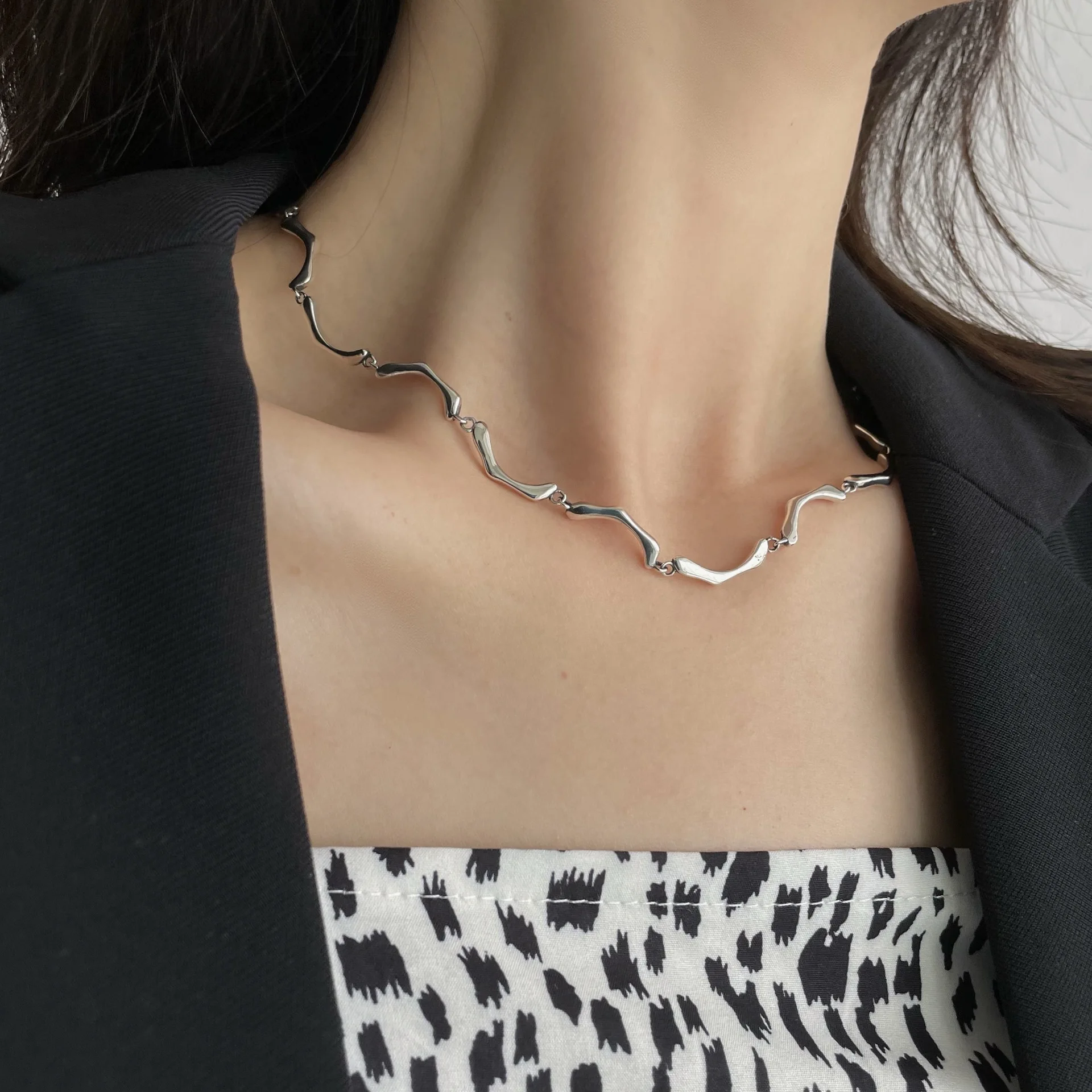 Ожерелье из серебра 925 пробы с бамбуковой цепочкой | Украшения и аксессуары