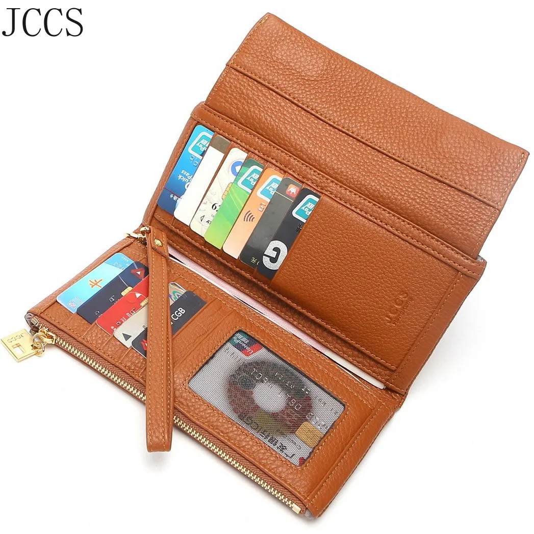 

JCCS Designer Wallets Genuine Leather Famous Brand Women Wallet Fashion Money bag Cell Phone Pocket ladies Luxury Long Purs