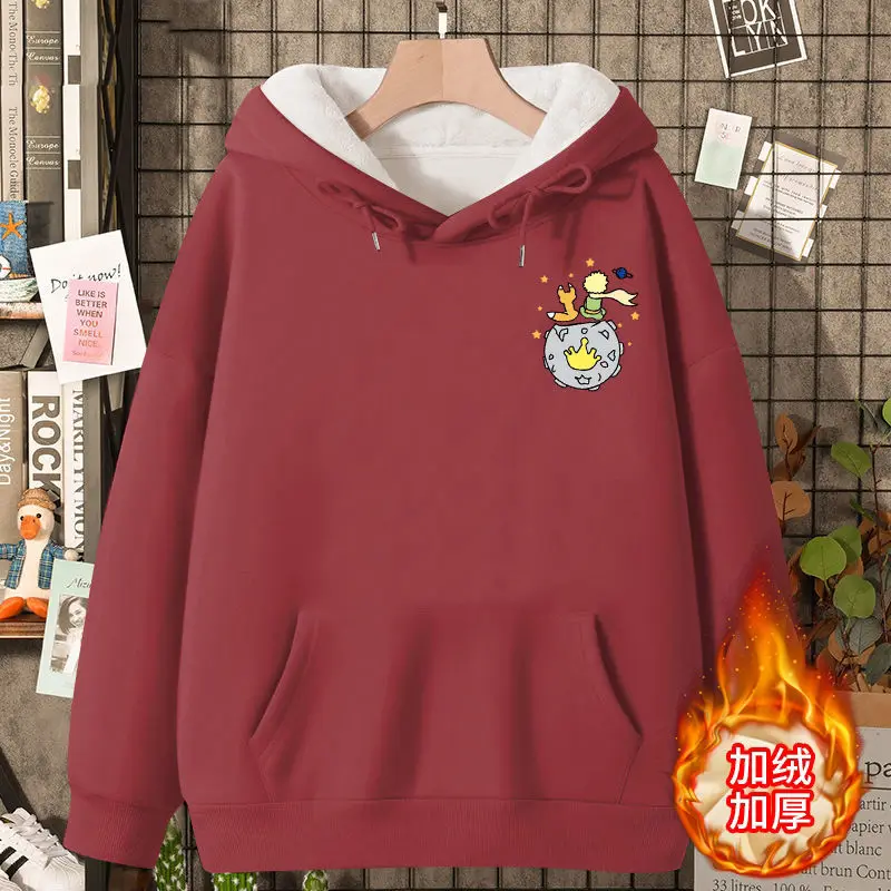 

Harajuku Oversized Hoodies Women Sweatshirt Casual Anime Cartoon Stargazing Print y2k Korean Winter Thicken Pullover Hoodie Tops
