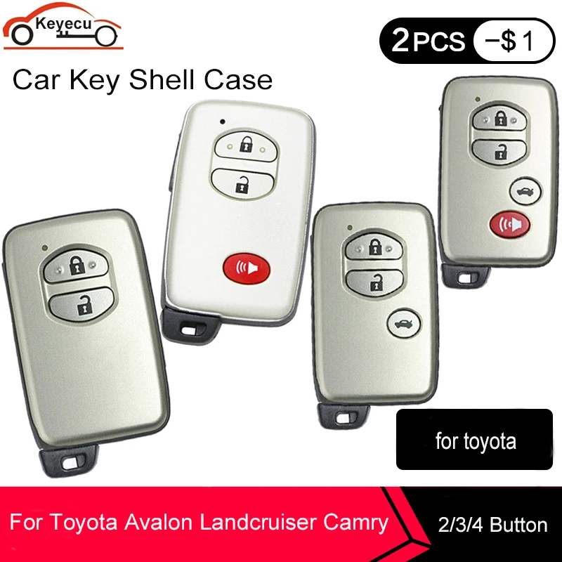 

KEYECU 2 / 2+1 / 3 / 4 Buttons White Smart Remote Key Shell Case Fob for Toyota Aurion Avalon Landcruiser Camry Highlander RAV4
