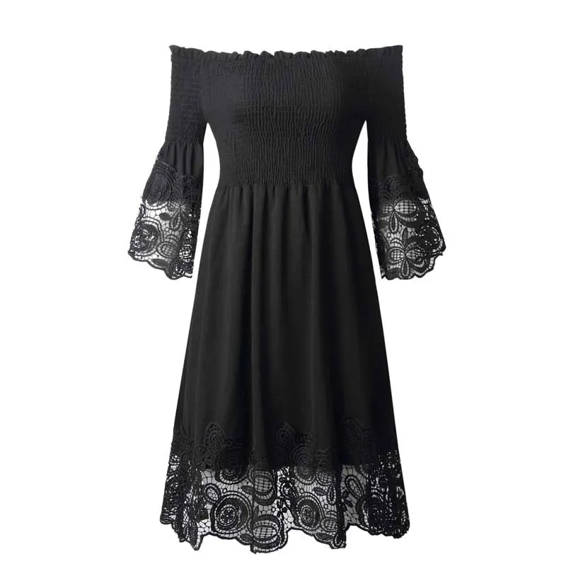 

2021 Black Lace Dress Women Summer A Line Party Dresses Ladies Sundresses Sexy Summer Dress For Women