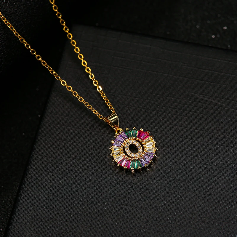 Fashion Gold Color stainless steel Initial CZ Necklace Charm Letter Name Jewelry For Women Accessories Girlfriend Gift | Украшения и