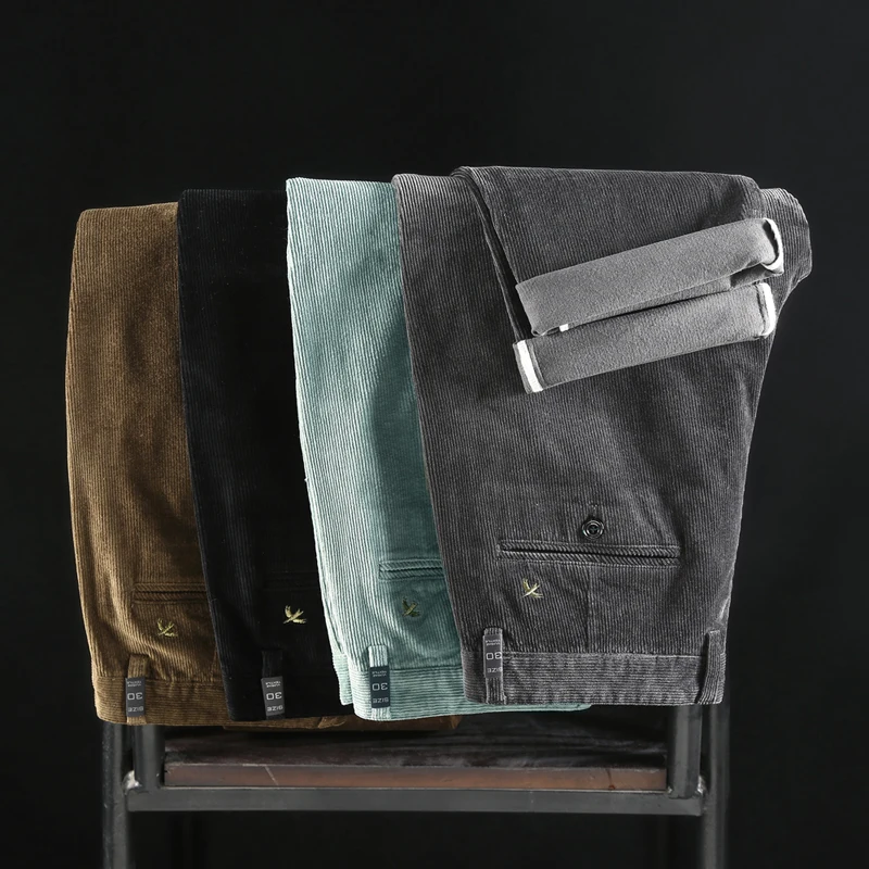 

men's straight casual pants 2020 autumn winter brand clothing classic embroidery trousers