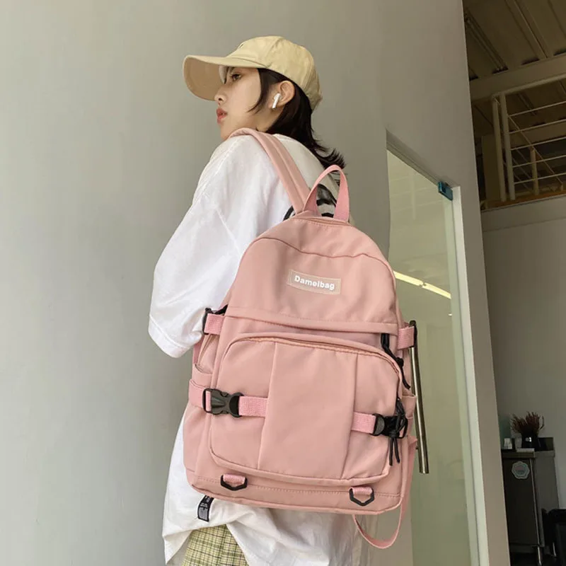 

Large Capacity Travel Women Backpack Fashion Outdoor Nylon Waterproof Teen Girl Backpack Student School Bag Pink color backpack