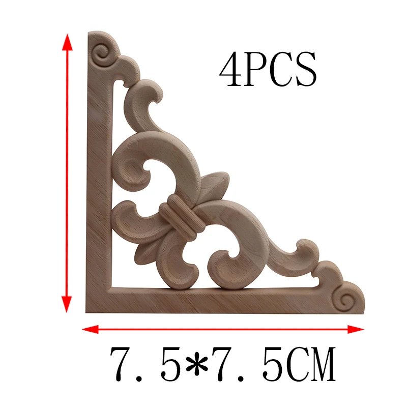

4 шт. Неокрашенный декоративные антикварные деревянные Молдинги накладка аппликация деревянная Декаль с цветочным узором и длинными деревянная мебель защиты углов стен окна