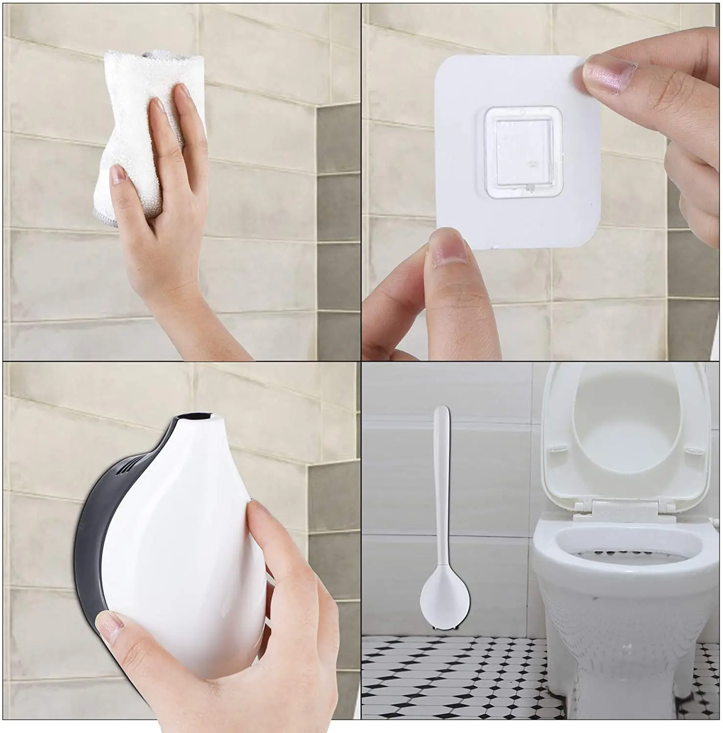 

Silicone Toilet Brush and Holder Set Deep-Cleaning Toilet Bowl Cleaner Brush Non-Slip Handle Wall Mount Bathroom Cleaning Brush