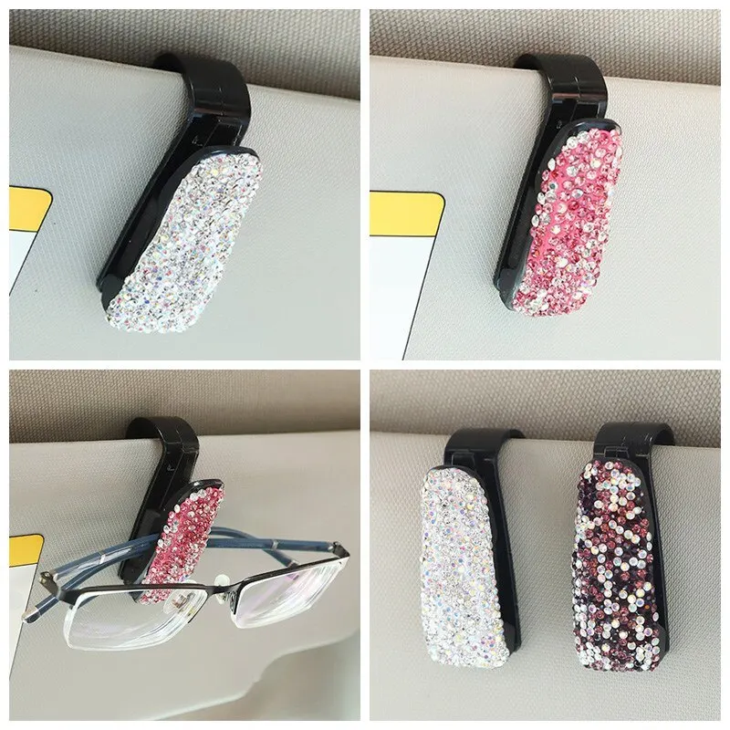 

Rhinestone Auto Fastener Clip Diamond Car Sun Visor Glasses Sunglasses Folder Ticket Receipt Card Clip Storage Holder Accessorie