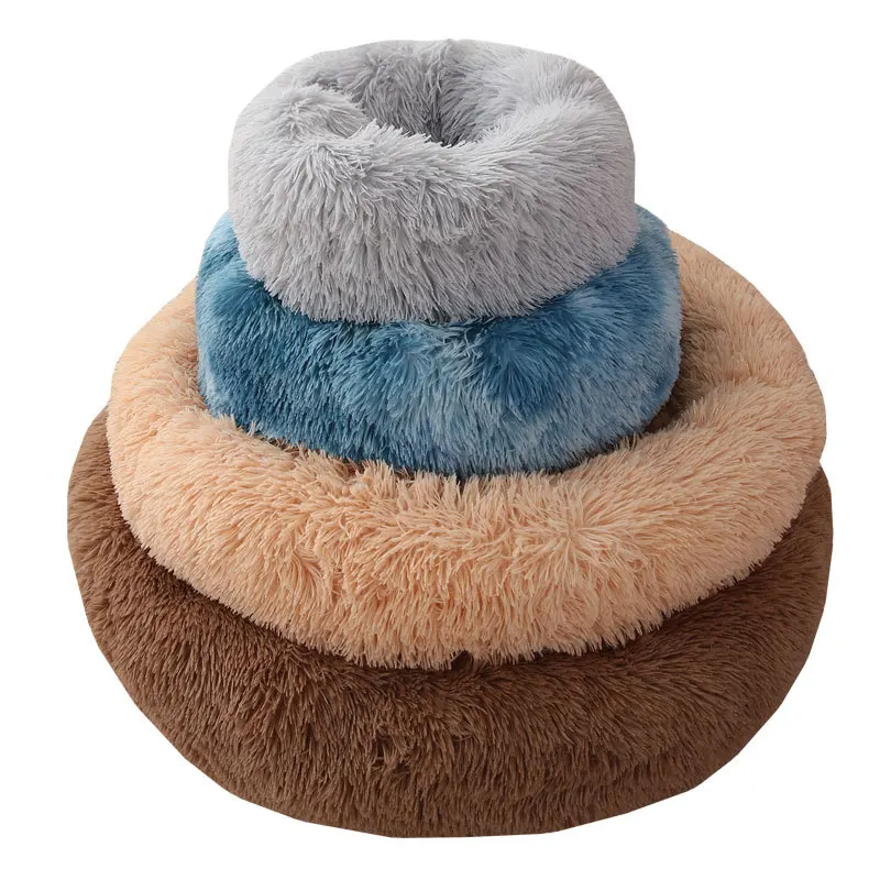 

Pet Dog Bed Warm Fleece Round Dog Kennel House Long Plush Winter Pets Dog Beds For Medium Large Dogs Cats Soft Sofa Cushion Mats