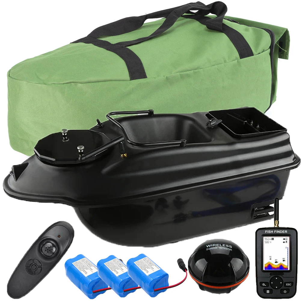 

500M Wireless Fishing Bait Boat Carp Fishing Boat Speedboat Remote Control Boat 2 Hoppers LCD GPS Fishfinder With Sonar Sensor