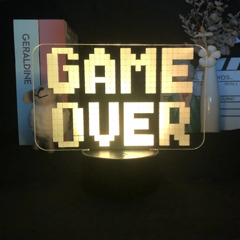 

Game Over Decoration Dropship Projector Table Room Child 3D Night Light Bluetooth Control for Bright Base Directly Suplly