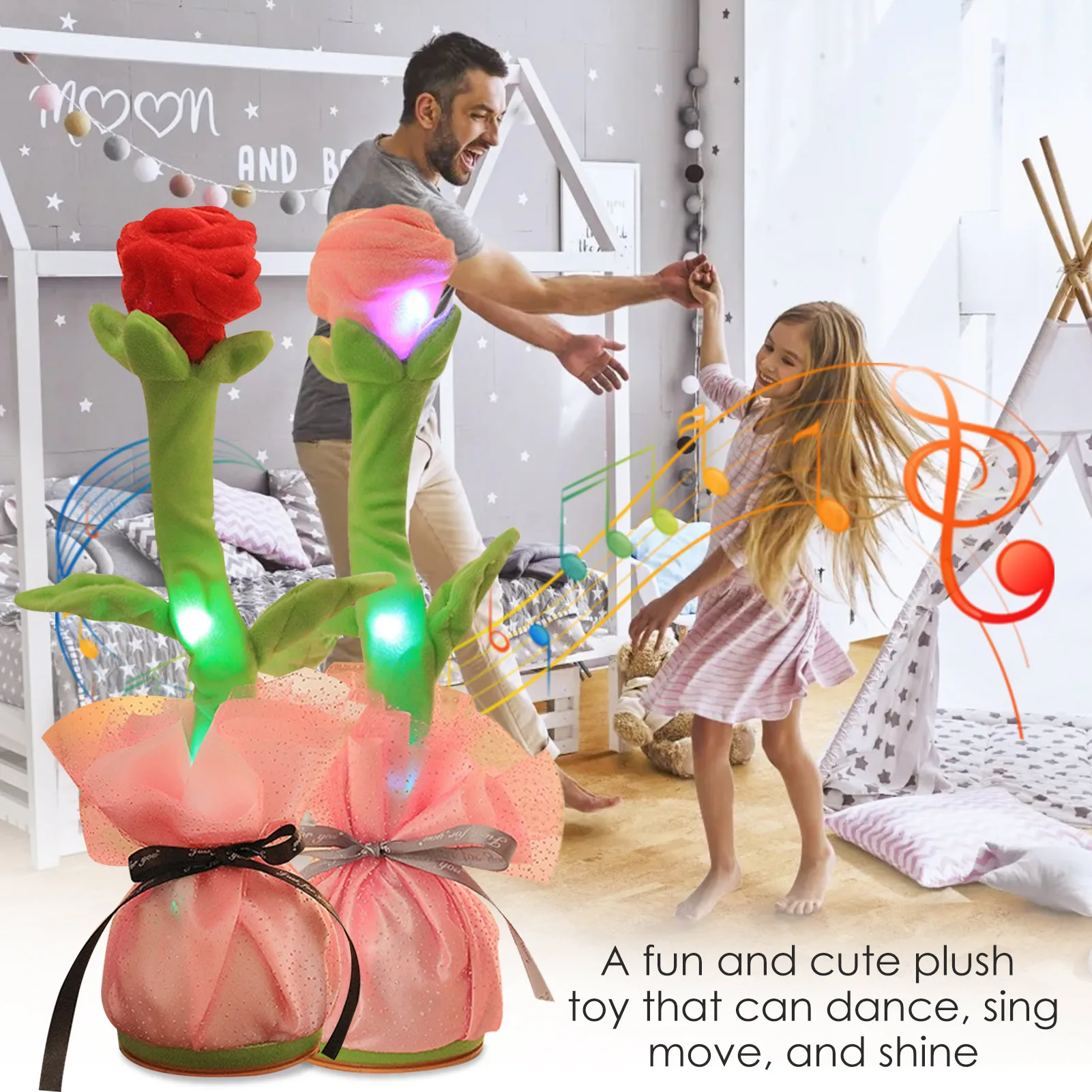

Плюшевый танцующий цветок, детская игрушка, искусственное пение, милый Декор, танцующий кактус, повторяет, что вы говорите, электронный плюш...