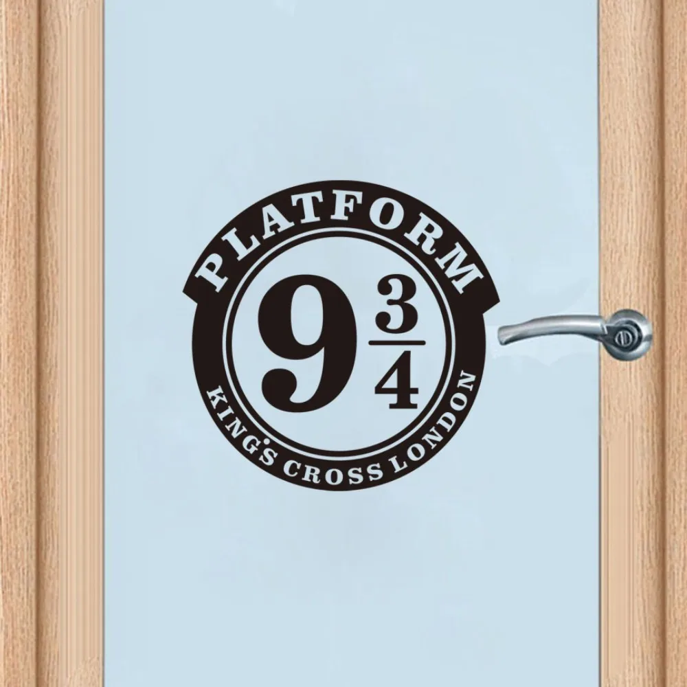 

High Quality Carved Platform 9 3/4 Kings Cross Door Sticker Black Wall Stickers Door Wallpaper For Kids Room Home Decor