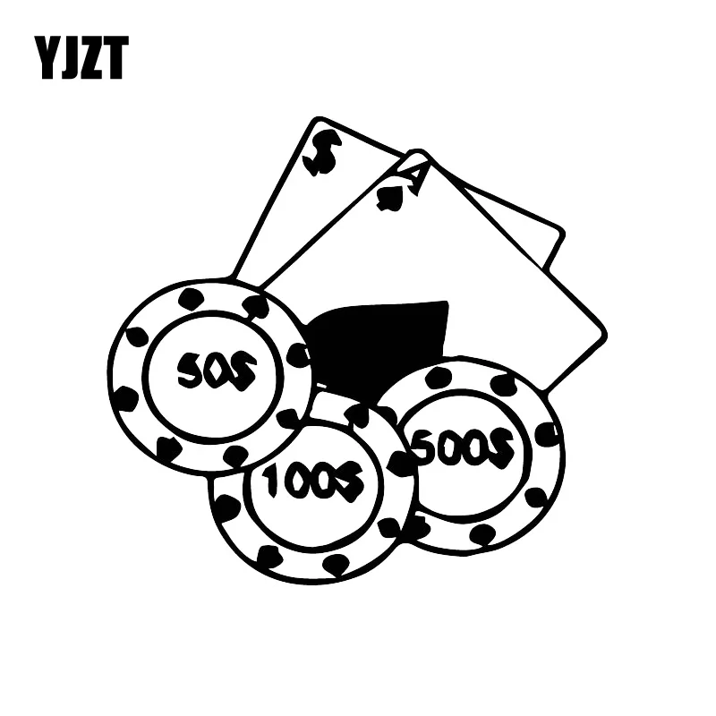 

YJZT 16CM*17CM Entertainment Poker Game Pattern Decals Style Hot Car Trend Car Stickers Black/Silver C30-0340