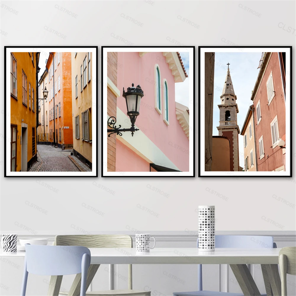

Nordic House Door Tower Streetlight Posters And Prints Wall Art Print Canvas Painting Wall Pictures For Living Room Home Decor