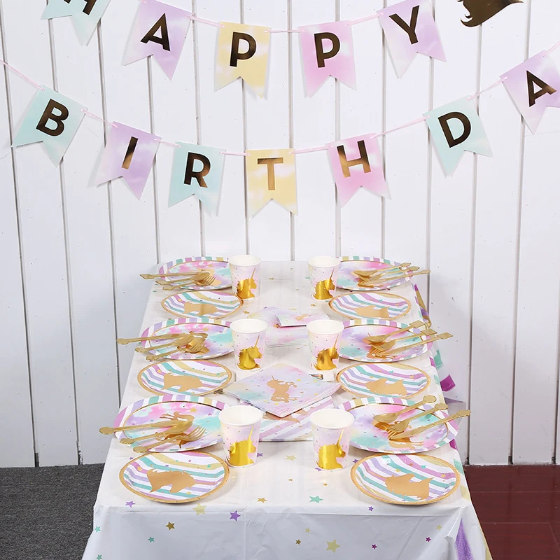 

Популярный золотой единорог для тематической вечеринки, одноразовый детский единорог, день рождения, вечеринка, искусственный десерт, деко...