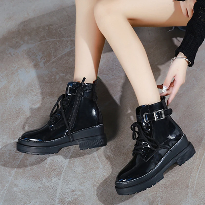 Женские ботильоны Повседневная обувь с высоким берцем ботинки Кожаные на