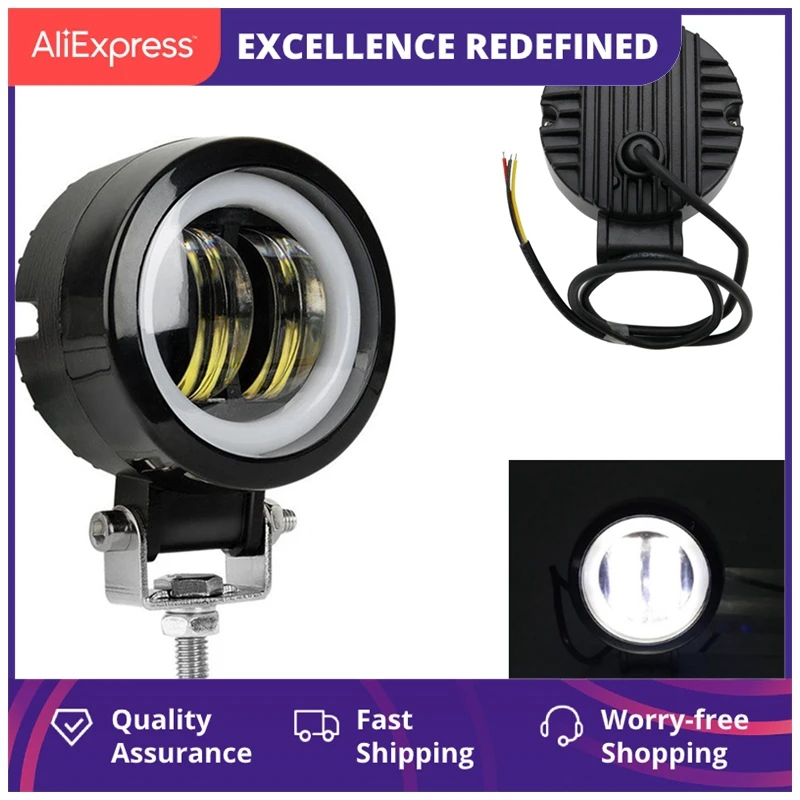 

3 Inch 40w Waterproof Round Led Angel Eyes Light Bar 12v 24v 6500k White Bluefor Motorcycle Offroad Led Work Light