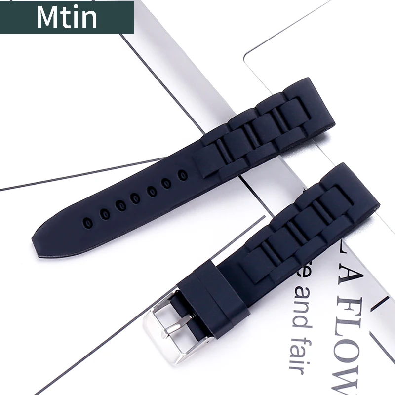 Chain Stripe Chain Silicone Strap Watch Accessories Universal 20mm Pin Buckle Suitable for Flat Direct Mouth Waterproof tools enlarge