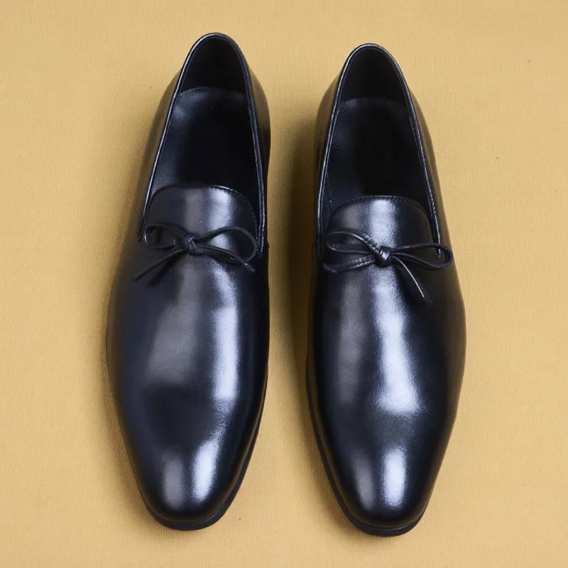 

Genuine Leather Point Toe Slip On Waxing Process Casual Soft Dress Business Breathable Moccasin Driving Loafer For Men A126