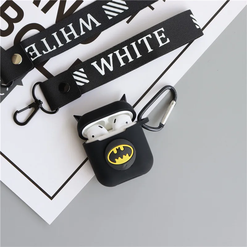 Мультфильм Superheros Bluetooth беспроводные наушники защитный чехол для Airpods Чехлы зарядная коробка с кольцом телефона ремни держатель