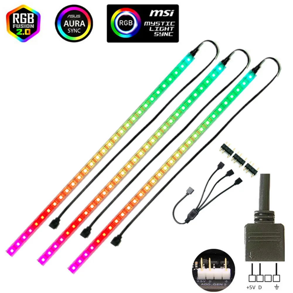 Addressable WS2812b LED Strip 5V 3Pin Header On Motherboard For PC Case 