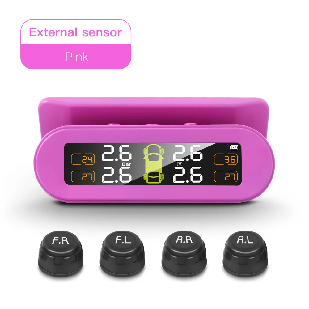 TPMS система контроля давления в шинах Солнечная энергия цифровой ЖК-дисплей Авто