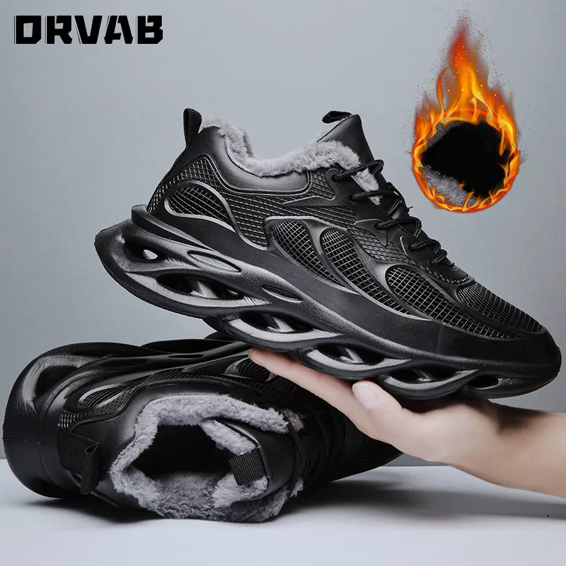 Мужские кроссовки; модная теплая зимняя обувь; Мужская удобная повседневная обувь; черные кроссовки; botas hombre Botki Meskie; большие размеры 39-48