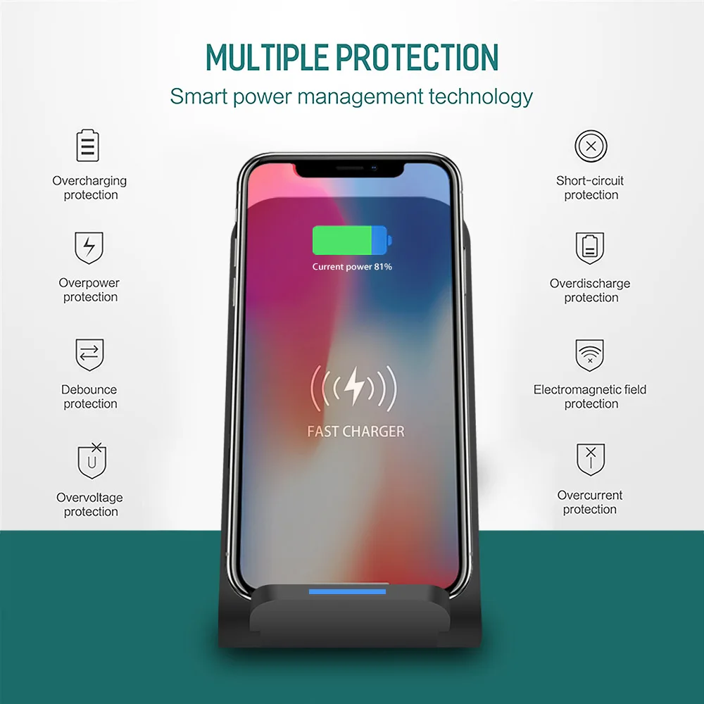 DCAE 15 Вт Qi Беспроводное зарядное устройство подставка для iPhone 11 Pro X XS 8 XR samsung S9 S10 S8 USB C быстрая зарядная станция телефон Быстрая зарядка