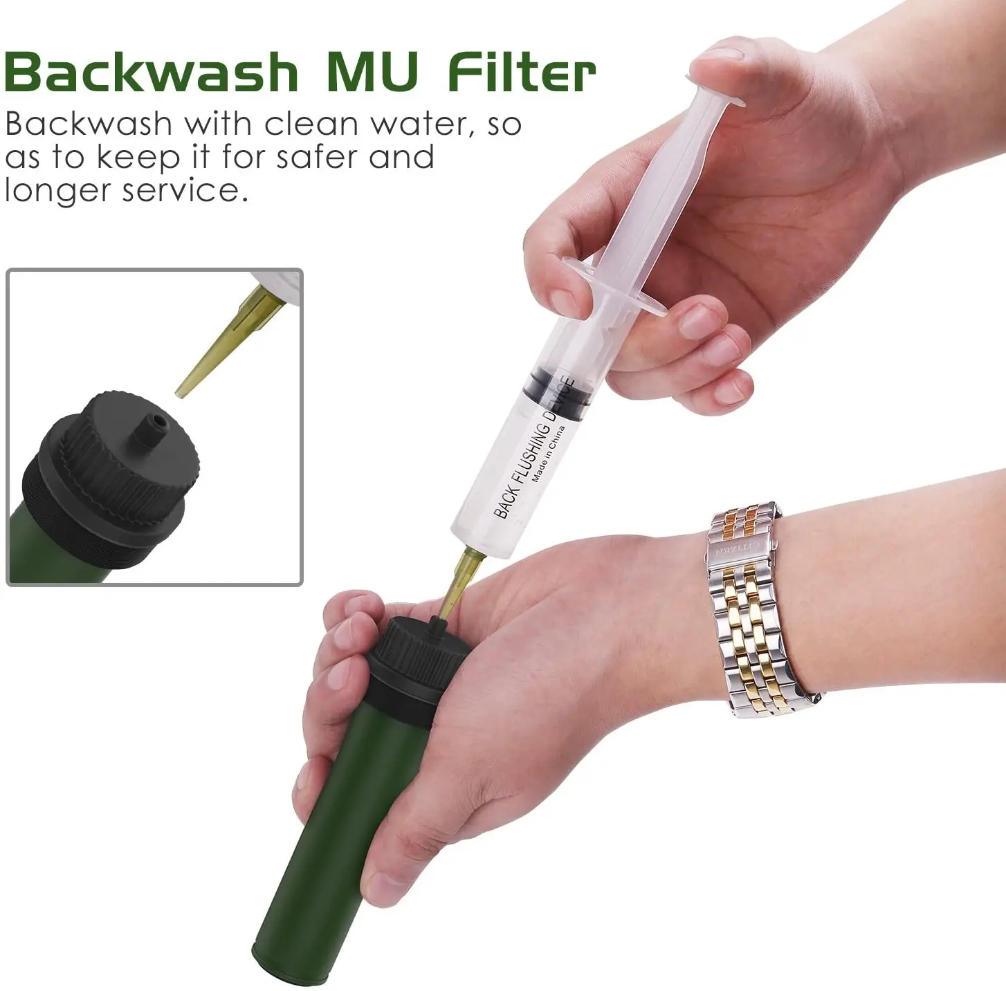 MoKo Portable Water Filter for Camping Hiking, Emergency Water Purifier Survival, with Internal Carbon and Ultra Filter Assembly