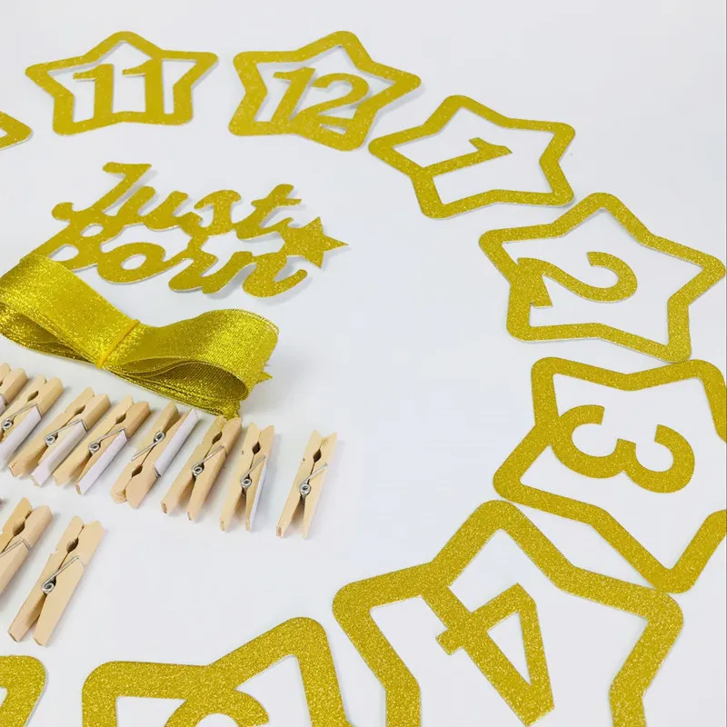 Товары для юбилея Золотые зажимы фотографий деревянные баннер на день рождения